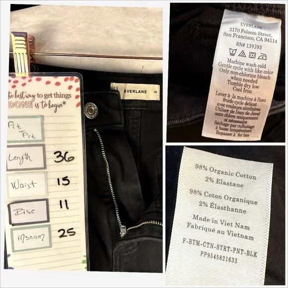 Everlane The Barrel Pant Black 4R High Rise Wide Leg Ankle Crop Organic Cotton - Picture 6 of 10